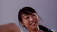 Great threesome with a busty Asian slut