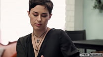 Brunette convinces ebony girl to have her 1st lesbian experience.She sucks her small tits and gives her oral sex.Then the black babe fingers her pussy